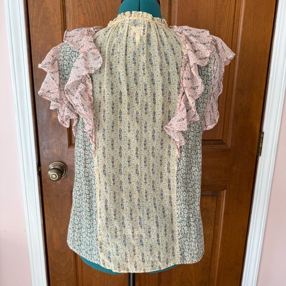 Rebecca Taylor La Vie Floral Color Block blouse Small - Picture 3 of 8